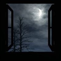opened window at night